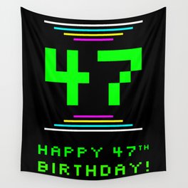 [ Thumbnail: 47th Birthday - Nerdy Geeky Pixelated 8-Bit Computing Graphics Inspired Look Wall Tapestry ]