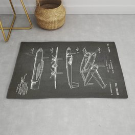 Hughes Lockheed Airplane Patent - Hughes Aviation Art - Black Chalkboard Area & Throw Rug