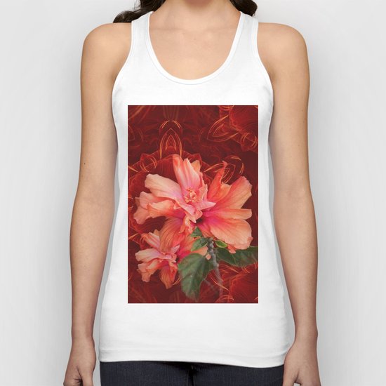 Orange hibiscus and vibrant kaleidoscope Unisex Tank Top