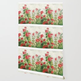 Red Geraniums Office Home Decor print Wallpaper