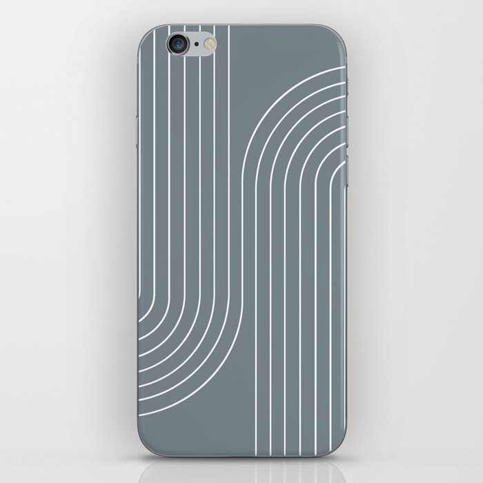 Minimal Line Curvature XCI Neutral Grey Blue Mid Century Modern Arch Abstract iPhone Skin