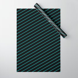 [ Thumbnail: Dark Cyan and Black Colored Lined/Striped Pattern Wrapping Paper ]