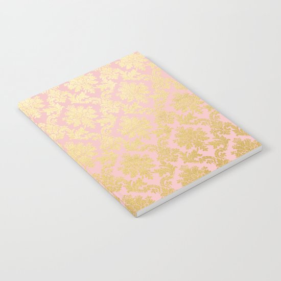 Princess like - Luxury pink gold ornamental damask pattern Notebook