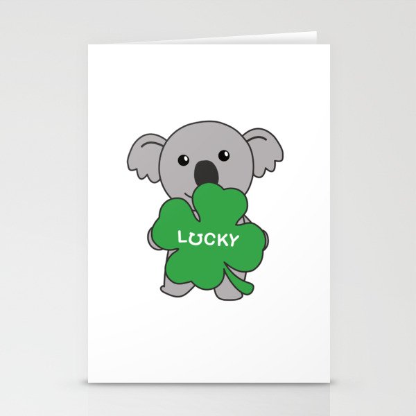 Koala With Shamrocks Cute Animals For Happiness Stationery Cards