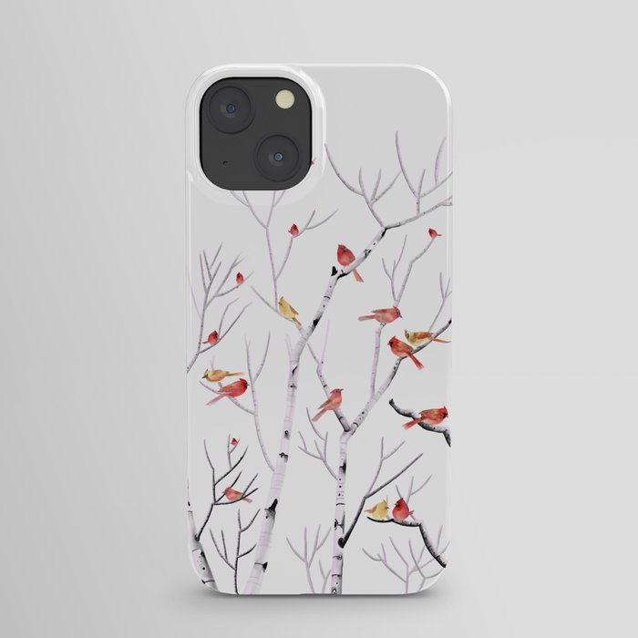 Birch Trees and Cardinal 2  iPhone Case