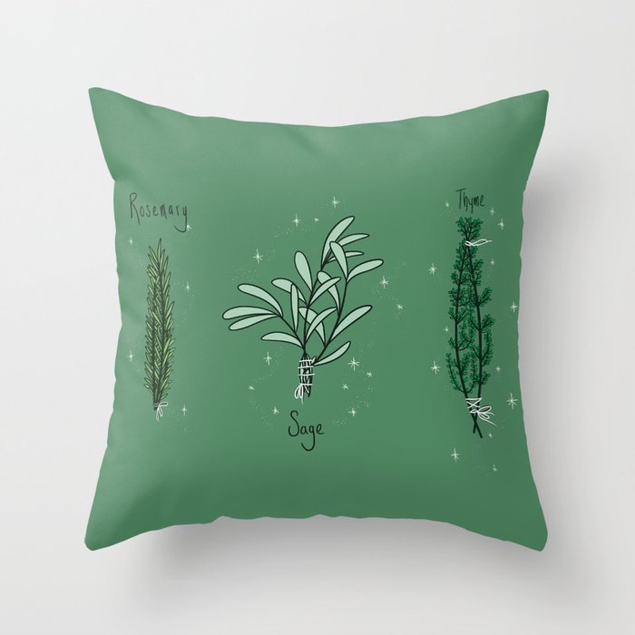 Rosemary Sage and Thyme Throw Pillow