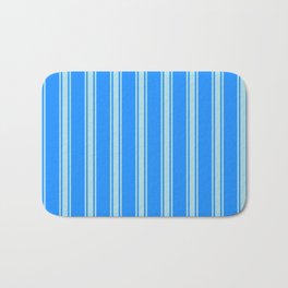 [ Thumbnail: Blue & Powder Blue Colored Lines/Stripes Pattern Bath Mat ]