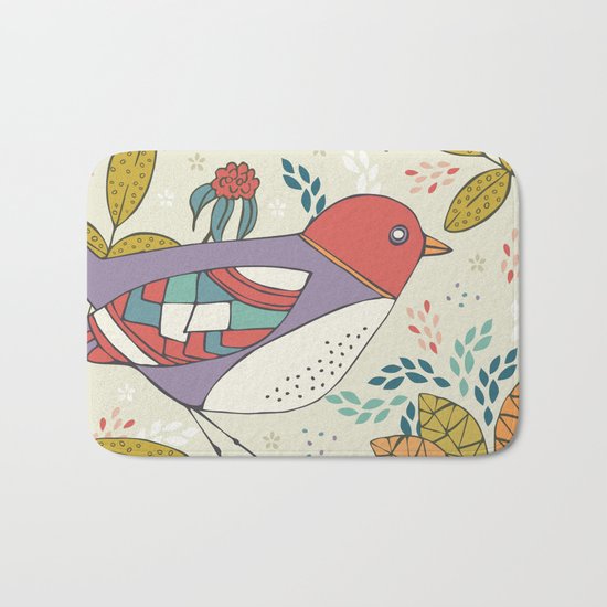 Bird and Butterfly Bath Mat
