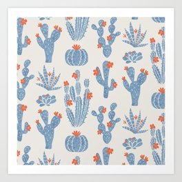 Cacti Garden | Orange and Blue Art Print
