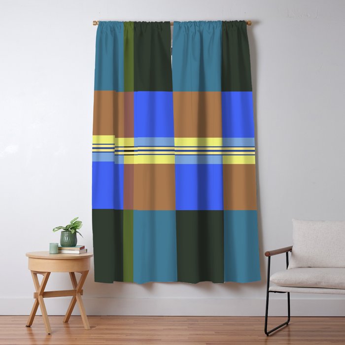 Blue Green Yellow Geometric Blackout Curtain By Piaschneider