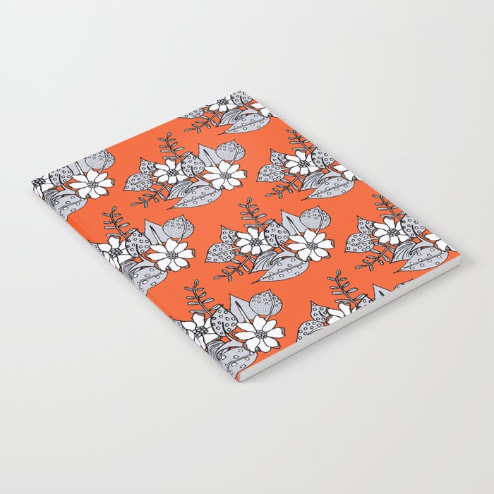 Orangey Gray Floral Notebook