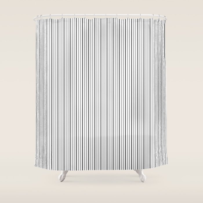 Minimal Stripes 1 Charcoal Grey Shower Curtain By