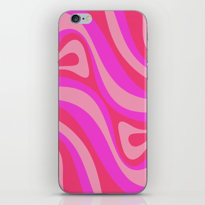 New Groove Colorful Retro Swirl Abstract Pattern Hot Magenta Pink iPhone Skin