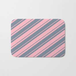 [ Thumbnail: Light Pink & Light Slate Gray Colored Lines Pattern Bath Mat ]