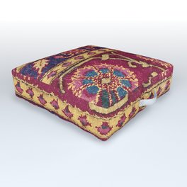 Mughal North Indian Late 17th Century Silk Carpet Print Outdoor Floor Cushion