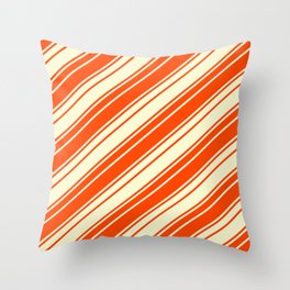 [ Thumbnail: Red & Light Yellow Colored Lines/Stripes Pattern Throw Pillow ]