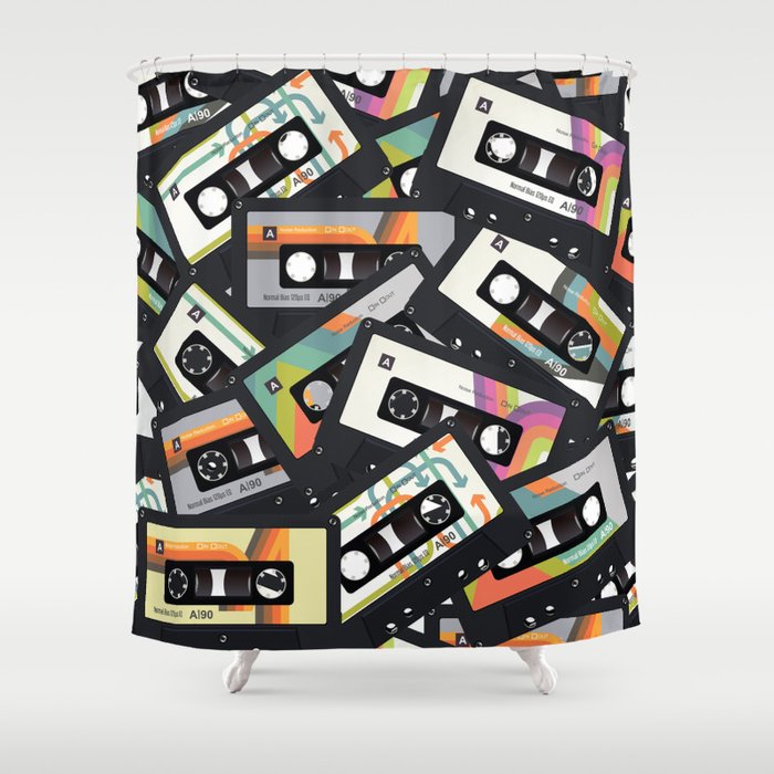 Retro Vintage Cassette Tapes Shower Curtain