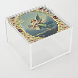 The Guardian Angel in flight over twilight in the city bejeweled portrait painting Acrylic Box