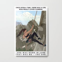 Climbing Metal Print | Adventuresports, Sport, Graphicdesign, Oil, Flatillustration, Outdooractivities, Art, Girl, Climbing, Watercolor 