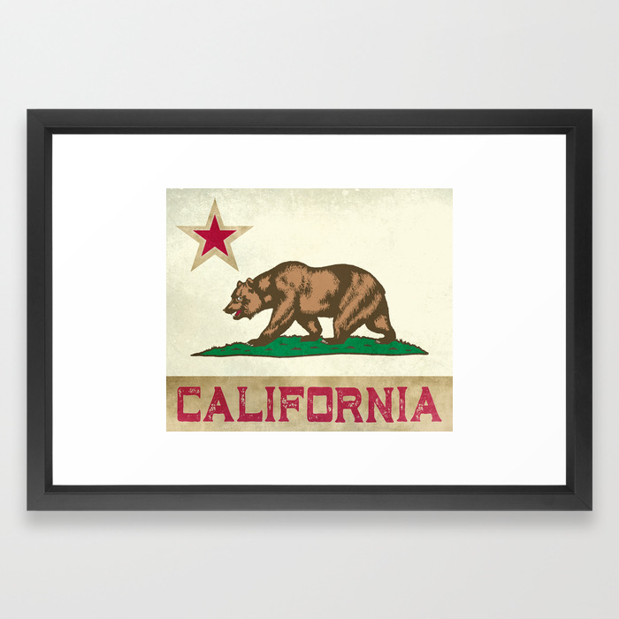 Vintage California Flag Framed Art Print By Cascadia Society6