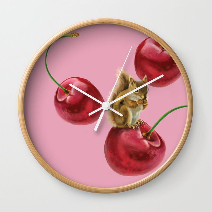 Cherry-Squirrel Wall Clock