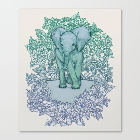 Emerald Elephant in the Lilac Evening Canvas Print
