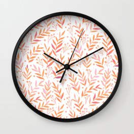 Watercolor branches - pastel orange and pink Wall Clock