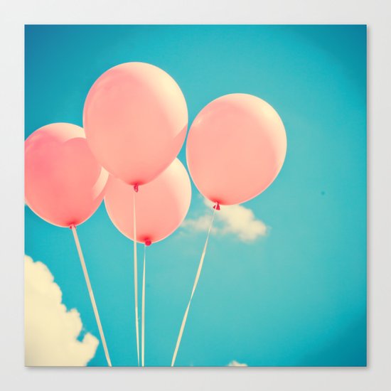 Vintage Pink Balloon Bunch Canvas Print