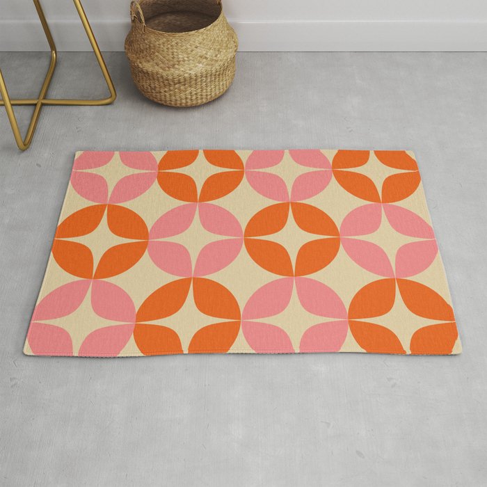 Mid Century Modern Pattern in Pink and Orange Rug by apricot+birch ...