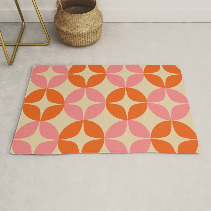 Mid Century Modern Pattern in Pink and Orange Rug by apricot+birch