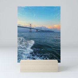 Vibrant Sunset San Francisco Bay Bridge Tumultuous Ocean Mini Art Print