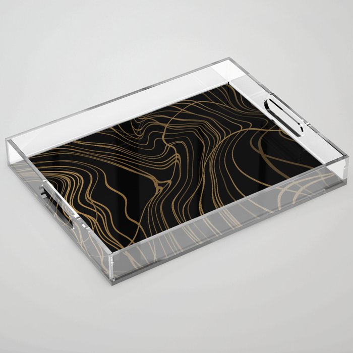Golden liquid art 2 Acrylic Tray