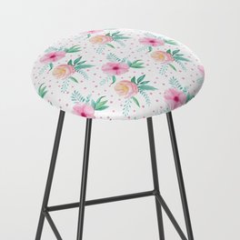Mini Pink and Peach Floral with Dots Bar Stool