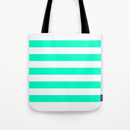 Mint White Stripes Tote Bag