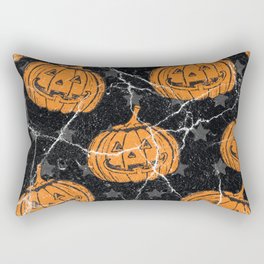 Halloween Pattern Orange Pumpkins Grunge Rectangular Pillow
