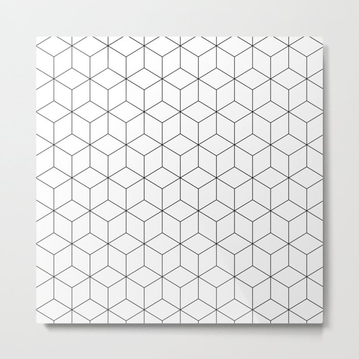 3D Cubes Line Pattern Metal Print