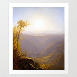 Sanford Robinson Gifford A Gorge in the Mountains Art Print | Forest, Luminism, Oil, Natural, Gorge, Landscape, Nature, Mountains, Painting, Valley 