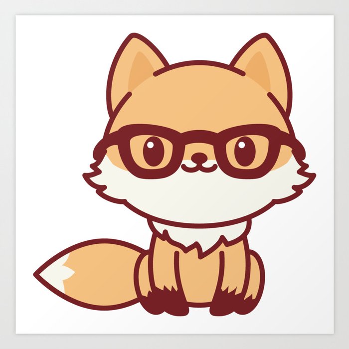 Kawaii Fox Cute Little Fox Character In Glasses Art Print By Nataliyadolotko Society6