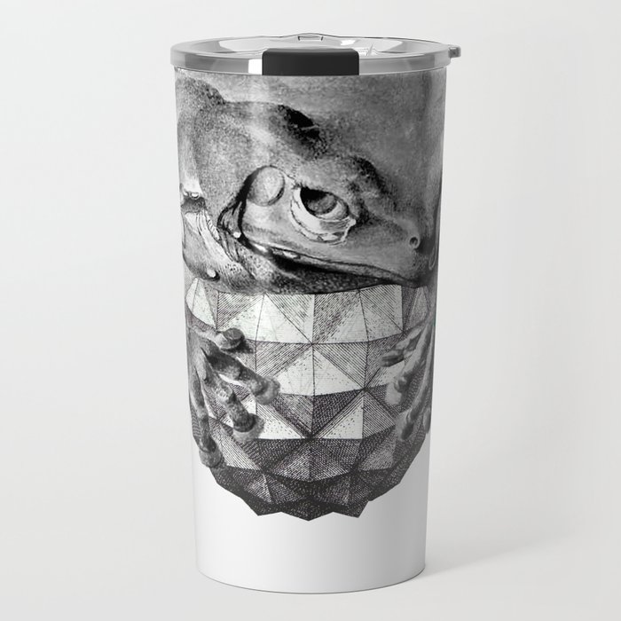 Zoological Serie: Resilience, Frog, cosmic, geometric, space, animal, green Travel Mug