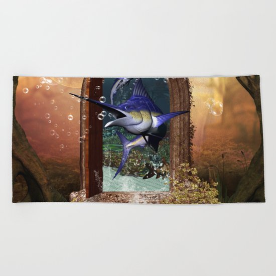 Awesome marlin Beach Towel