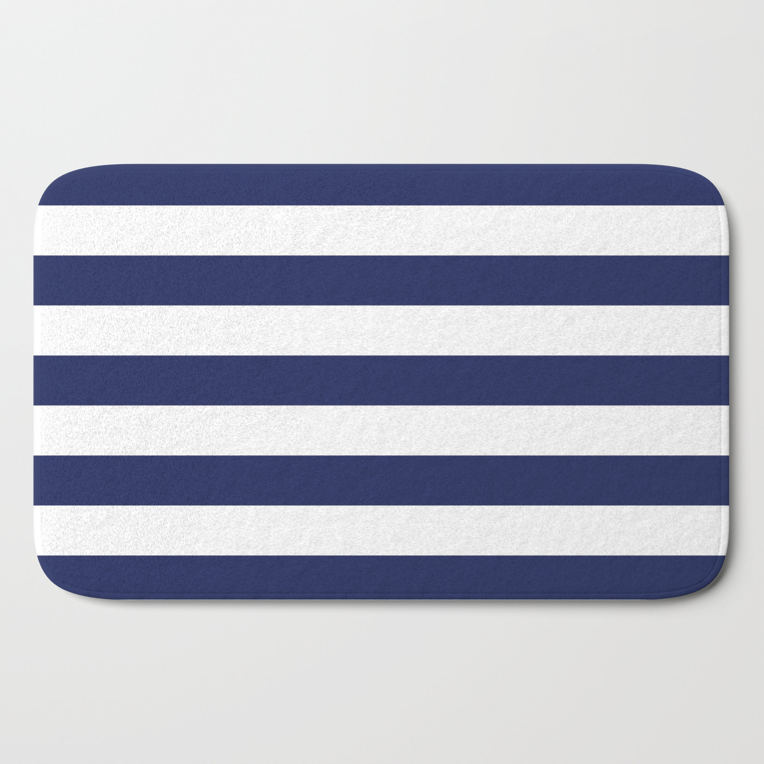 Navy Blue And White Stripes Bath Mat By, Striped Bathroom Rugs