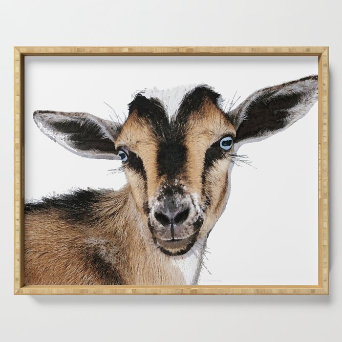 Goat Whiskers - Farmhouse Farm Animal Art Serving Tray