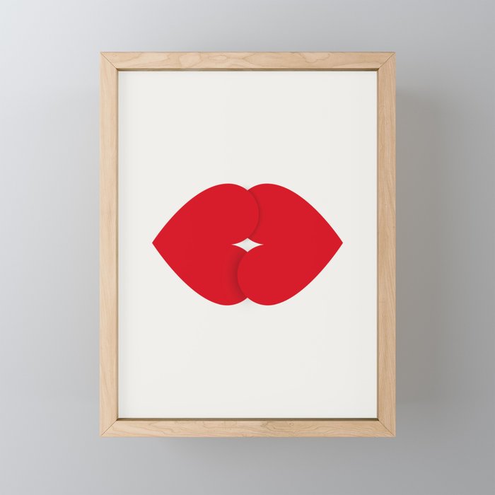 Hearts Kiss Framed Mini Art Print