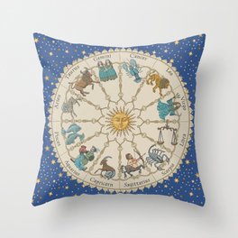 Vintage Astrology Zodiac Wheel Throw Pillow