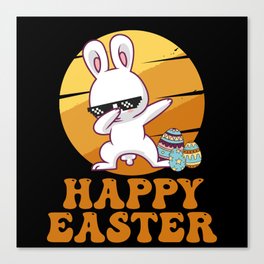Happy Easter Kids Toddler Dabbing Bunny Canvas Print