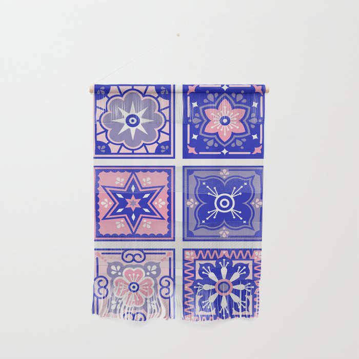 Talavera Mexican Tile – Pink & Periwinkle Palette Wall Hanging