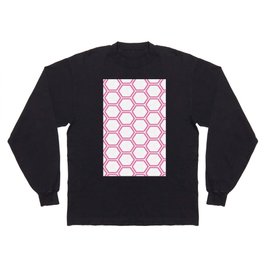 Abstract geometrical pink white retro pattern Long Sleeve T-shirt