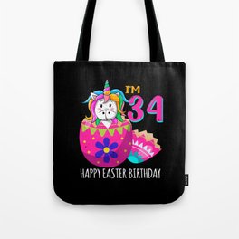 34 Year Old Age Birth Kawaii Unicorn Easter Sunday Tote Bag