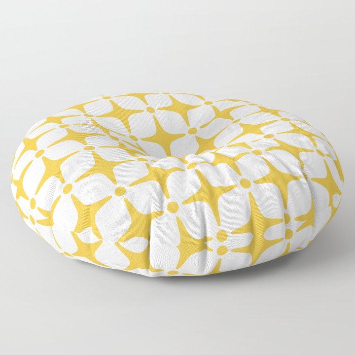 Mid Century Modern Star Pattern Yellow Floor Pillow