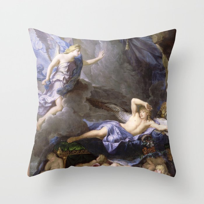 Morpheus awakening as Iris draws near by Houasse (1689) Throw Pillow